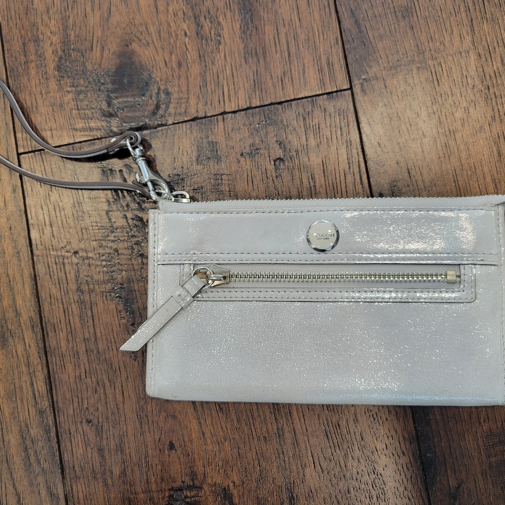 Kate Spade sparkle silver/ white wristlet